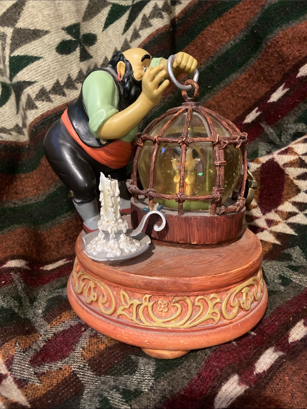Disney Pirate Figurine Snow Globe Accent in Green, Black, Orange